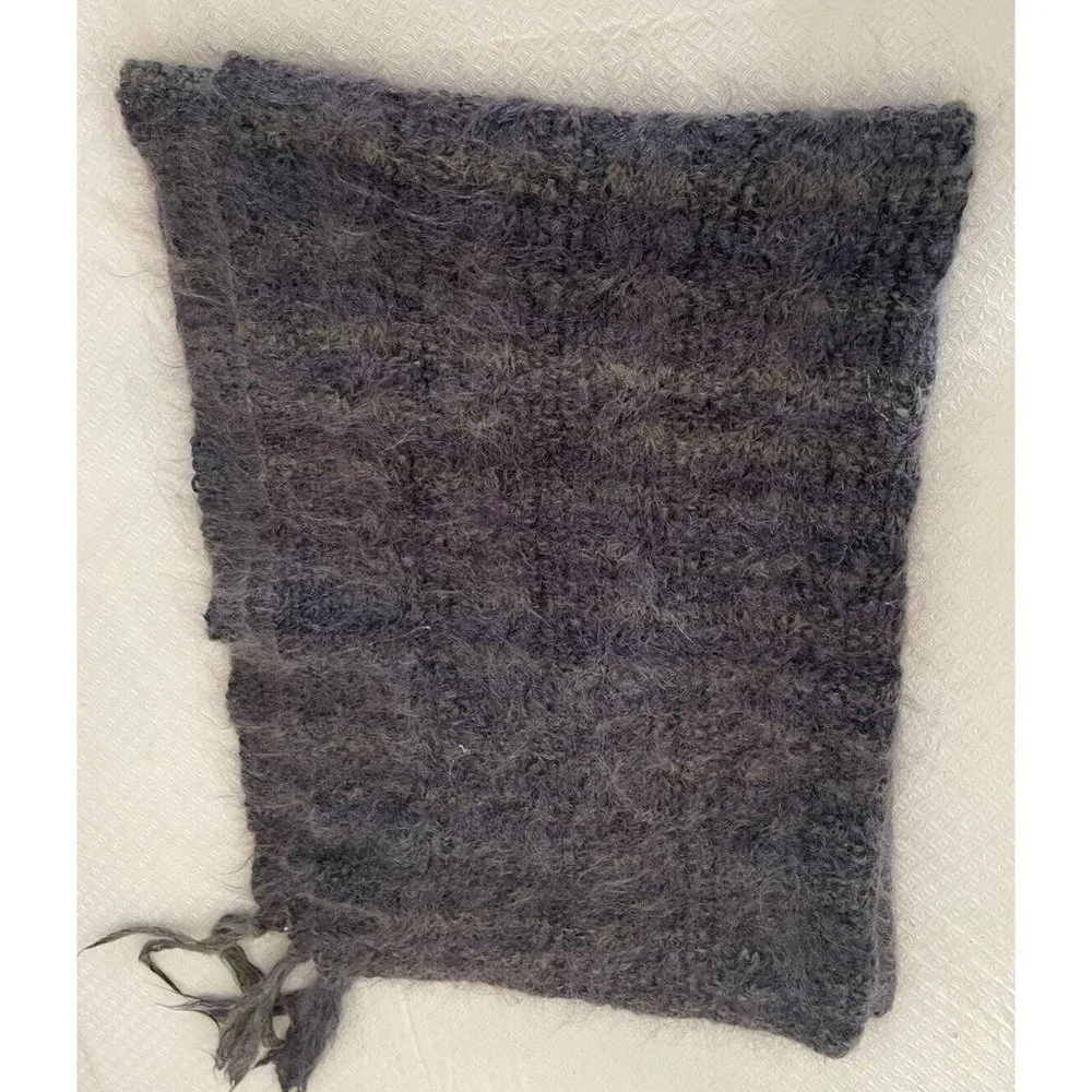 Mohair Wool Throw Blanket Wrap Charcoal Gray Sofa Couch Hand Knitted By Jennifer